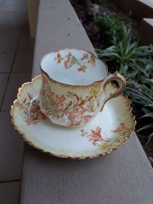 TRUELY MAGNIFIQUE! AN ANTIQUE TEA DUO BY MARTIAL REDON LIMOGE FRANCE FEAST YR EYES! NO2