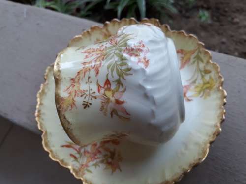 TRUELY MAGNIFIQUE! AN ANTIQUE TEA DUO BY MARTIAL REDON LIMOGE FRANCE FEAST YR EYES! NO2