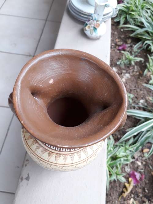 HAND PAINTED VINTAGE GREECE POTTERY VASE LOVE THE COLOURS!