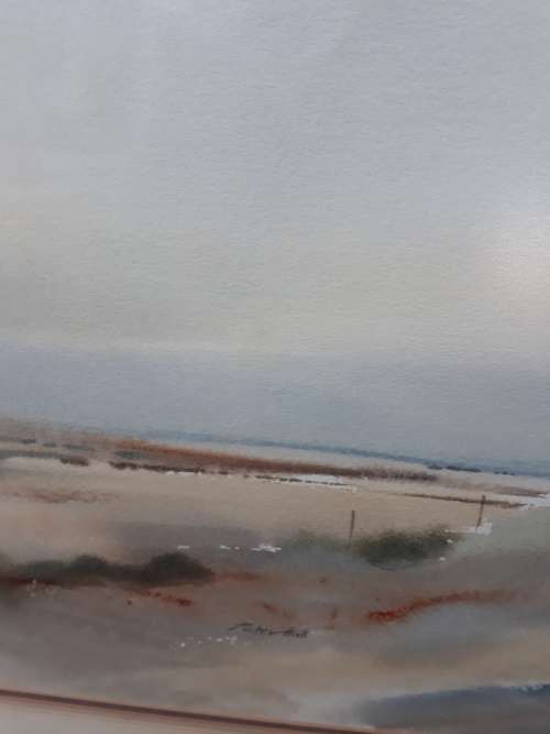 WELL KNOWN SOUTH AFRICAN ARTIST PETER HALL FRAMED WATERCOLOUR LANDSCAPE HUTS ETC