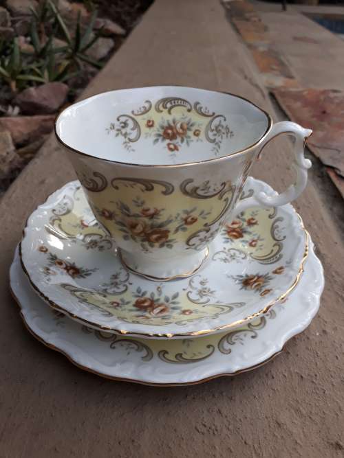 UNUSUAL & LOVELY VINTAGE ROYAL ALBERT "SEPTEMBER SONG" TEA TRIO IN VGC