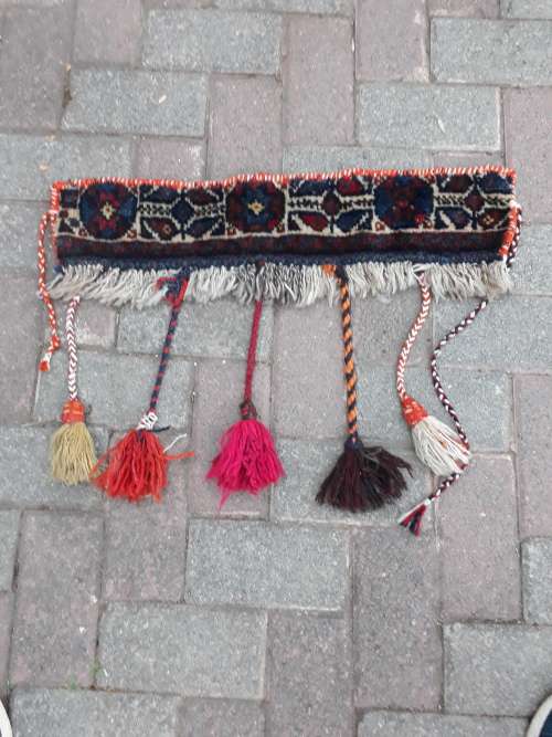 REDUCED!! THIS IS UNUSUAL & GORGEOUS A HAND KNOTTED PERSIAN DOOR HANGING (RUG) DECORATION W/ TASSELS