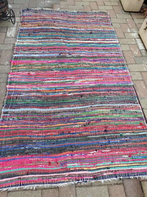 A VERY COLOURFUL & INTERESTING RUG?? THROW, TABLE DECOR ETC PIECE. TEXTURED