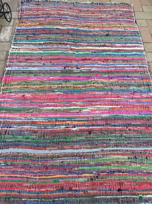 A VERY COLOURFUL & INTERESTING RUG?? THROW, TABLE DECOR ETC PIECE. TEXTURED