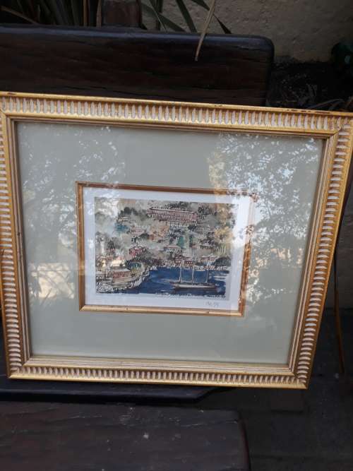 VERY NICELY FRAMED LARGER PORTOFINO ITALY HOTEL SPLENDIDO PRINT