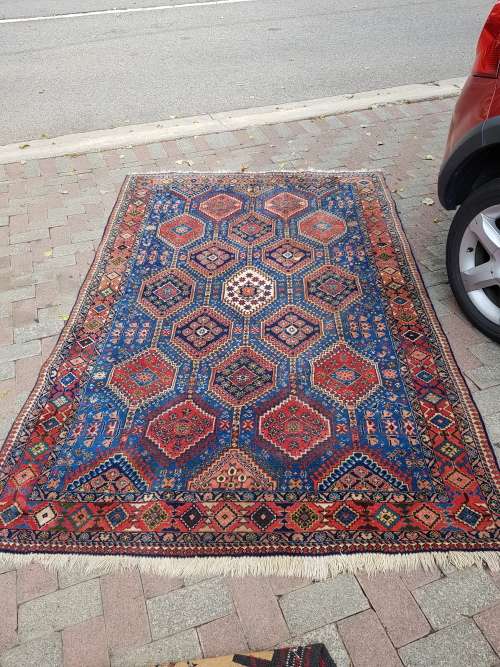STUNNING PERSIAN (IRAN) HAND KNOTTED GEOMETRIC CARPET RUG