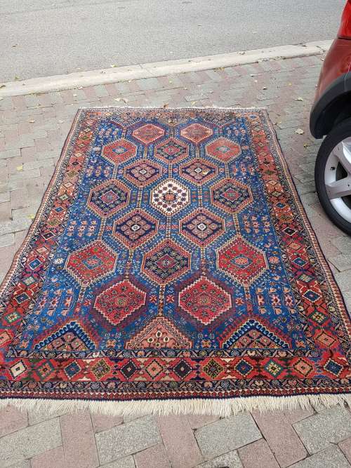 STUNNING PERSIAN (IRAN) HAND KNOTTED GEOMETRIC CARPET RUG