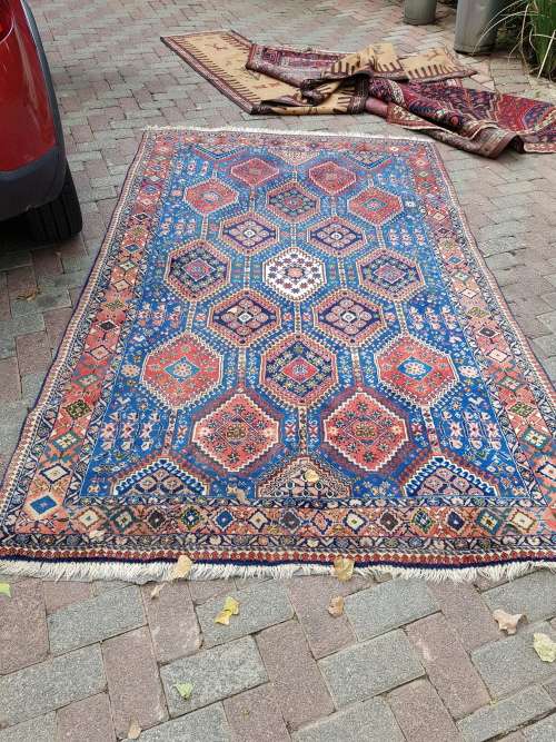 STUNNING PERSIAN (IRAN) HAND KNOTTED GEOMETRIC CARPET RUG