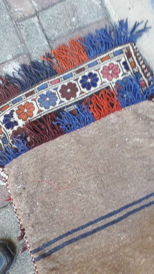 VERY NICE AFGHAN PERSIAN STYLED HAND KNOTTED CAMEL BAG. FLORAL