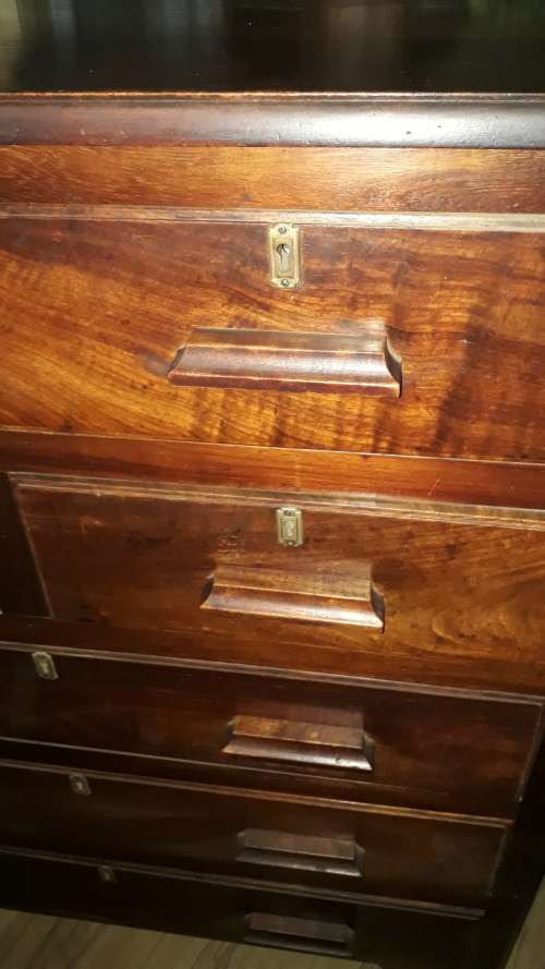 FOR RUSTY COTTON BEAUTIFUL VINTAGE WOOD CHEST OF DRAWERS UNUSUAL 4 SHORT 3 LONG