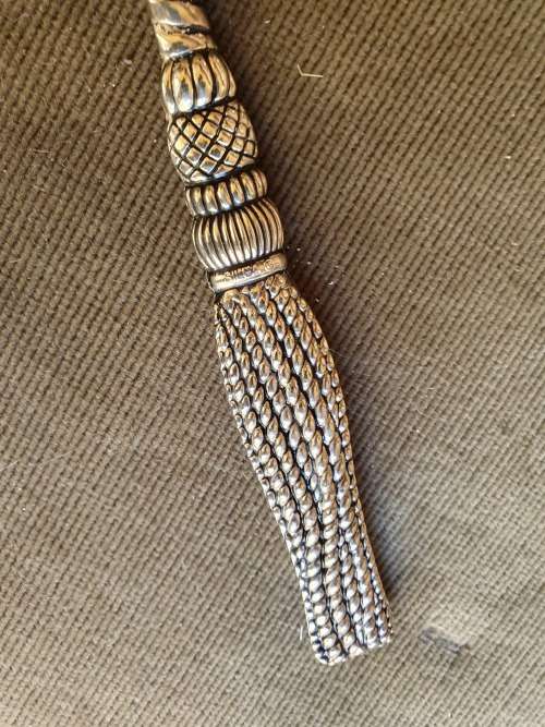 VINTAGE SILEA FRANCE ROPE / TASSEL DECORATED HANDLES CAKE LIFT AND KNIFE