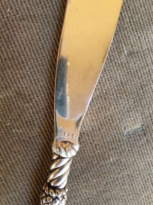 VINTAGE SILEA FRANCE ROPE / TASSEL DECORATED HANDLES CAKE LIFT AND KNIFE