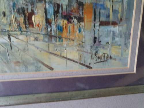MAGNIFICENT BEAUTIFULLY FRAMED OIL/ACRYLIC CITY SCAPE BY ARTIST L SMIT 84