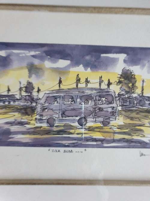 lOVELY MIXED MEDIA ARTWORK BY CONTEMPORARY SOUTH AFRICAN ARTIST THANDO NGWENYA "ZOLA BUDD"