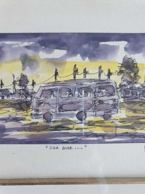 lOVELY MIXED MEDIA ARTWORK BY CONTEMPORARY SOUTH AFRICAN ARTIST THANDO NGWENYA "ZOLA BUDD"