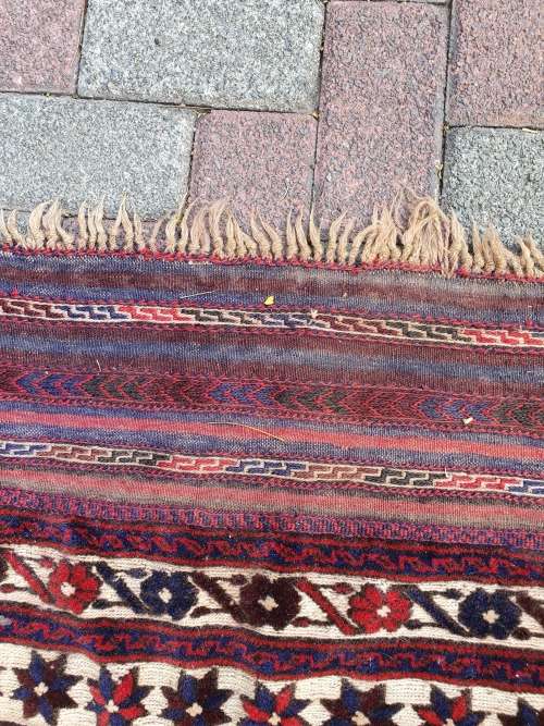 ORIENTAL PERSIAN STYLE AFGHAN HAND KNOTTED PART PILE AND PART FLAT WEAVE BIRD  ETC LARGE CARPET/RUG
