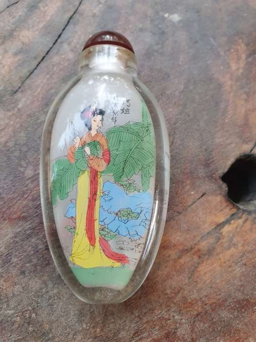 3RD OF THE GLASS VINTAGE CHINESE SNUFF BOTTLES WITH INTERNAL PAINTED BEAUTIFUL WOMAN