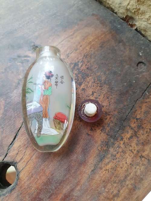 3RD OF THE GLASS VINTAGE CHINESE SNUFF BOTTLES WITH INTERNAL PAINTED BEAUTIFUL WOMAN
