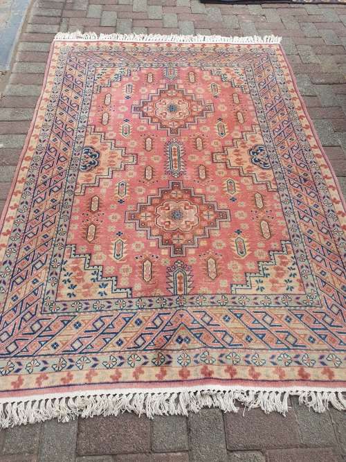 GORGEOUS AS NEW HAND KNOTTED ORIENTAL SINKIANG CARPET / RUG GEOMETRIC FLORAL