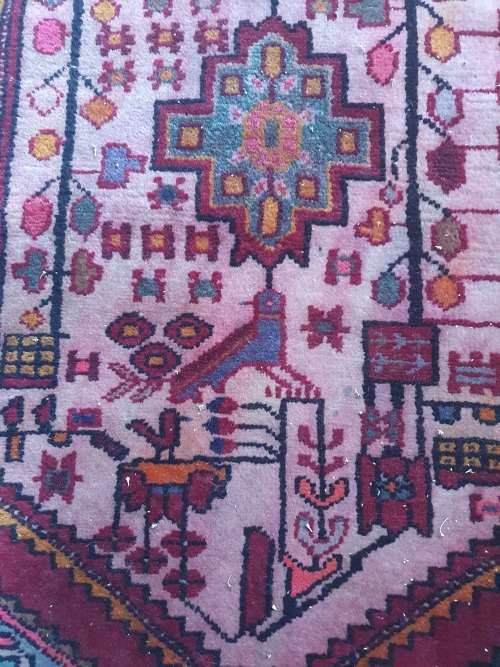 REDUCED LUSH and PLUSH PERSIAN HAND KNOTTED RUG, GEOMETRIC, FLORAL and ANIMALS