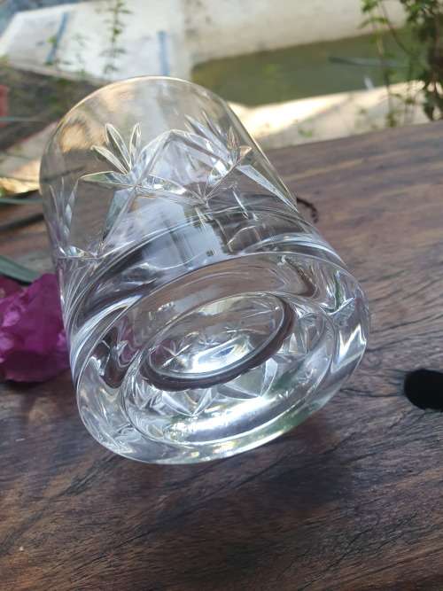 SINGLE LEAD CUT CRYSTAL WHISKEY TUMBLER
