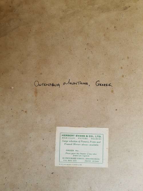 LOVELY LARGE FRAMED ORIGINAL LANDSCAPE WATERCOLOUR OF OUTENIQUA MOUNTAINS BY MYFANWY ADAMS