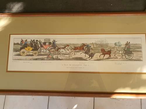 Vintage framed colour lithograph after John Paul A trip to Brighton Plate 2
