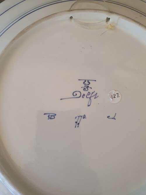 Beautiful blue and white Delft Holland charger like display piece with windmills, water etc 35.2cm