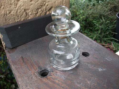 SMALL HEAVY CLASSY GLASS VASE (HAS LID WHICH COMES WITH BUT NOT ORIGINAL)