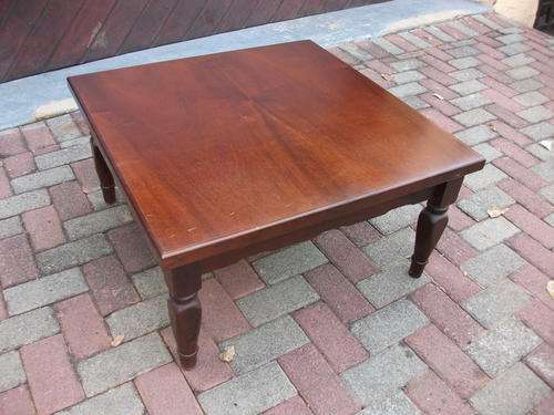 SOLID MAHOGANY WOOD SQUARE COFFEE TABLE. ENDURING PIECE.