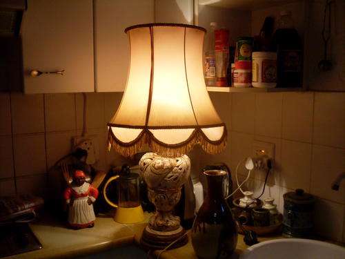 LARGE AND AWESOME CAPODIMONTE STYLE LAMP WITH SHADE HAS BASE DAMAGE BUT STILL FABULOUS!!!!!!