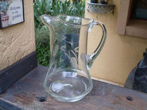 LARGE WHEAT CUT GLASS WATER/OTHER JUG