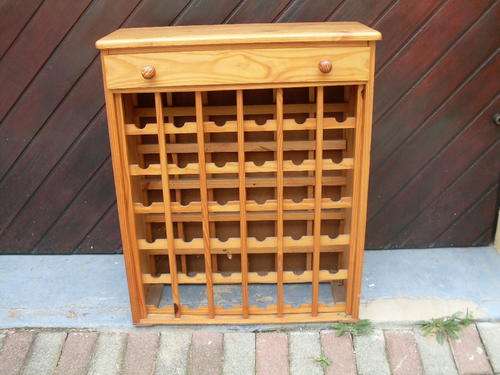 VERY NICE PINE WINE RACK WITH WITH DRAWER