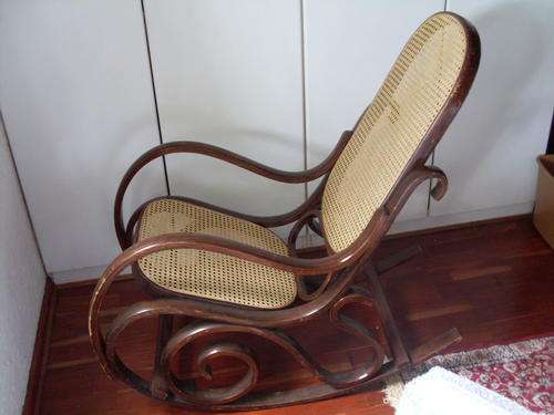 MAGNIFICENT VINTAGE "THONET"REDUCED!!  BENTWOOD ROCKER RATTAN/CANE/WICKER BACK & SEAT. S-U-P-E-R!