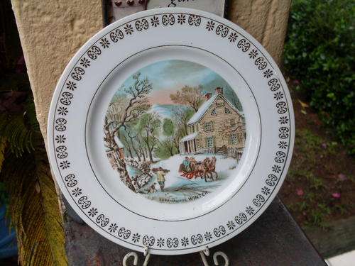 CURRIER & IVES FOUR SEASONS PLATE "WINTER" 21CM