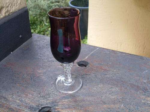 SMALL PURPLE/PLUM VASE WITH SOME STEM DETAIL