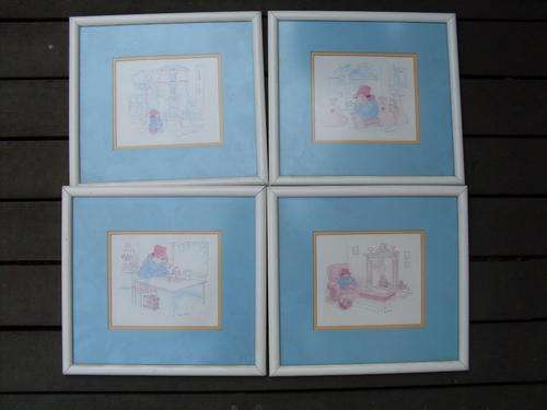 SET OF FOUR FANTASTICALLY FRAMED PADDINGTON BEAR PRINTS. GREAT FOR CHILD'S  ROOM
