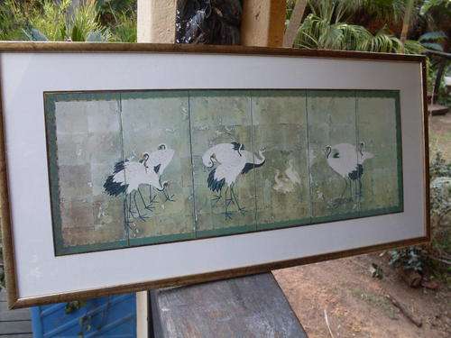 LARGE AND RATHER NICE FRAMED ORIENTAL  LIKE PRINT OF STORKS