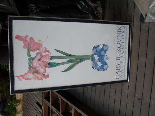 VINTAGE LARGE FRAMED POSTER PRINT OF EXHIBITION BY AMERICAN ARTIST GARY BUCHOVNIK 1981