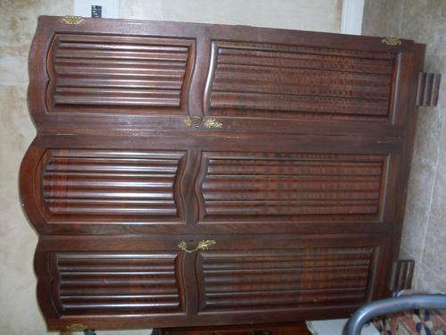 FOR MOUNT ROYAL  LARGE IMBUIA? LINEN FOLD WARDROBE.DECO LOOKING LEGS,  BRASS DRAGON LIKE  DECOR