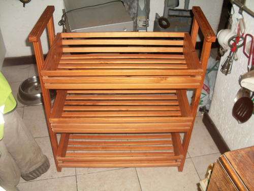 AGE UNKNOWN, SOLID PINE WOOD SLATED FRUIT & VEGETABLE RACK OR FOR BATHROOM?