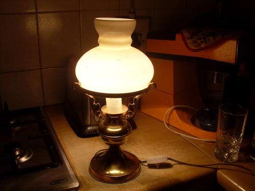 NO 2 OF THE VINTAGE ITALIAN?? BRASS LEAF BASE AND WHITE GLASS STUDENT LAMP SHADE TABLE LAMP