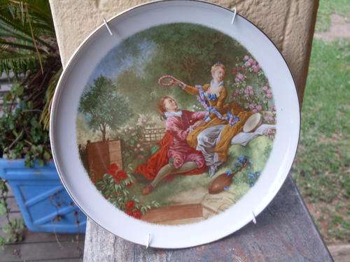 WOW FRENCH ARTIST FAMED FRAGONARD!! ROMANTIC SCENE DISPLAY PLATE 23.5CM BY CONSTANTIA