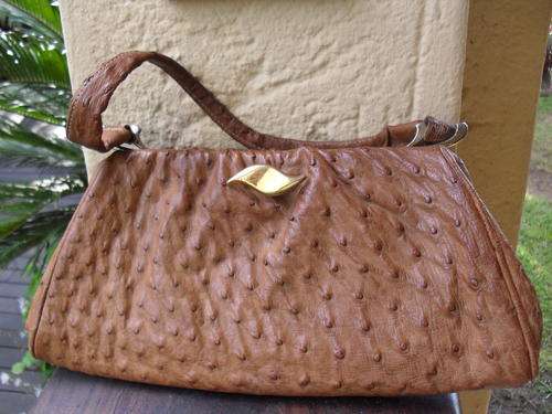 A genuine ostrich skin Tan/Brown Handbag See for yourself from Oudtshoorn
