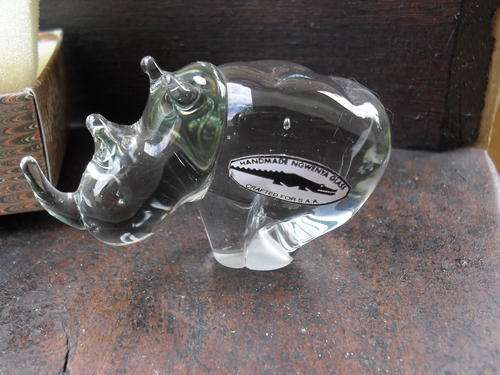 Ngwenya Glass Rhino (small) made specially for SAA Heritage collection/Original Box