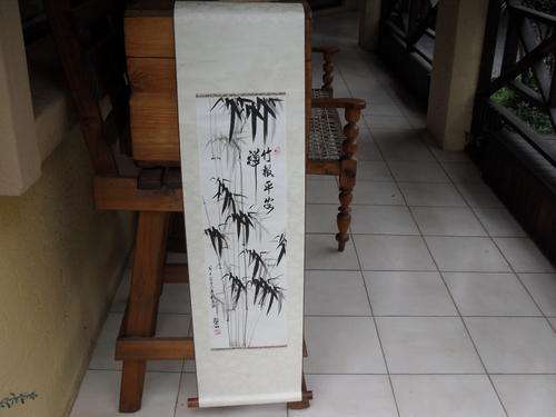Rather unusual Wall Hanging ORIENTAL/CHINESE/JAPANESE ART OF BAMBOO ON MATERIAL TYPE WALL PAPER
