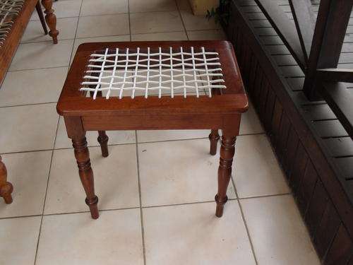 RATHER NICE SOLID WOOD RIEMPIE STOOL MADE TO LOOK LIKE TEAK