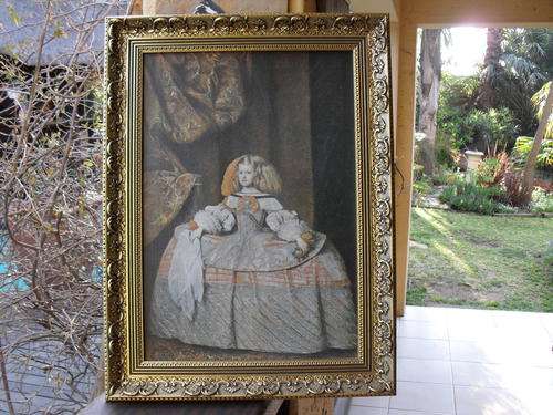 BEAUTIFULLY FRAMED PRINT ON BOARD BY ONE OF THE MASTERS? POTRAIT OF A YOUNG GIRL WITH  HANDKERCHIEF