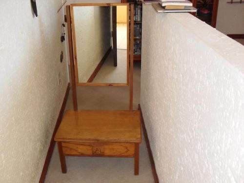 SOLID WOOD RETRO 1960'S? CHEVAL MIRROR WITH DRAWER CUTE!!!