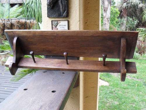 IMPRESSIVE SOLID WOOD HAT/COAT RACK WITH SHELF. WORTH A LOOK!!